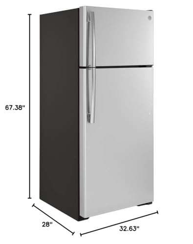 GE GTE18GSNRSS 28 Energy Star Qualified Top Freezer Refrigerator with 17.52 cu. ft. Capacity LED Lighting Adjustable Glass Shelves and Upfront Temperature Controls in Stainless Steel