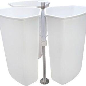 Kitchen Inventions Rotating Corner Base Cabinet Recycling Trash Center with Three Bins 3 x 32 qts Capacity Chrome/White