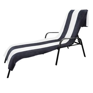 Superior Cabana Cotton Lounge Chair Cover, Outdoor Towel/Chaise Furniture Covers, Terry Cloth, Beach, Spa, Swim Accessories, Pool Chair Cover, Soft, Quick Drying, 32" x 102", Charcoal