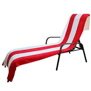 Superior Cabana Cotton Lounge Chair Cover, Outdoor Towel/Chaise Furniture Covers, Terry Cloth, Beach, Spa, Swim Accessories, Pool Chair Cover, Soft, Quick Drying, 32" x 102", Red