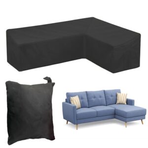 sunsure patio sofa covers l-shaped sectional 112x87in black outdoor waterproof furniture cover dustproof furniture sets all weather protection dust cover for patio lawn garden veranda (112"x87")