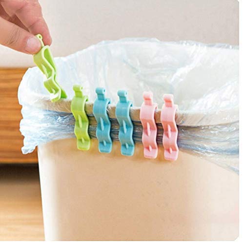 Onsinic Bin Bag Clips 6pcs Dustbin Clamp for Kitchen Garbage Waste Trash Can Junk Bag Fixed