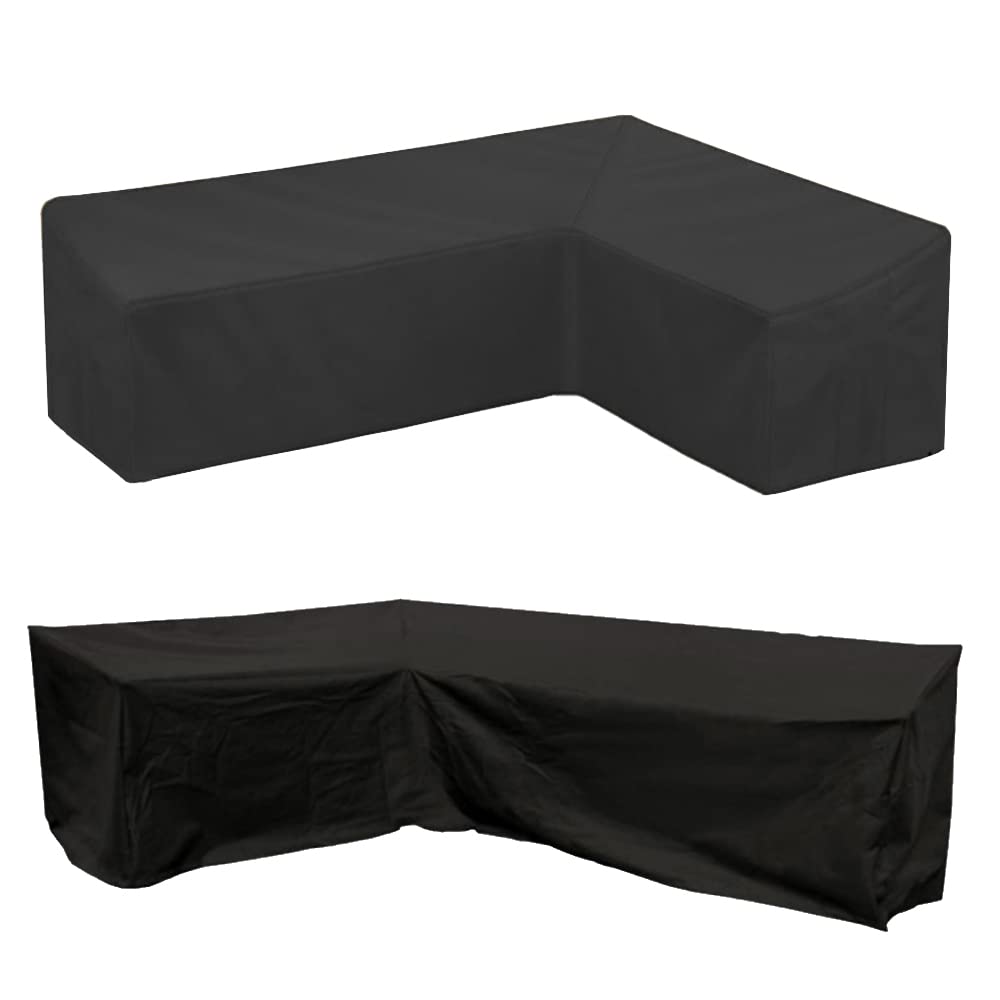 SUNSURE Patio Sofa Covers L-Shaped Sectional 112x87in Black Outdoor Waterproof Furniture Cover Dustproof Furniture Sets All Weather Protection Dust Cover for Patio Lawn Garden Veranda (112"x87")