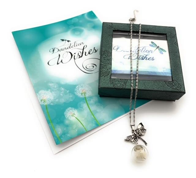 Smiling Wisdom - A Dandelion Wish of Joy Greeting Card and Real Seeds Gift Set - Goodbye, Birthday, Retirement, Journey, Graduation - Women - Dragonfly Dandelion Dangle