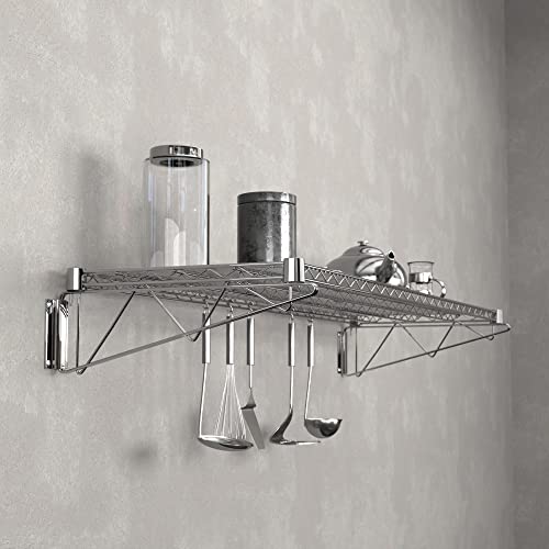 Krollen Industrial 18" x 60" Chrome Wire Wall Mount Shelf