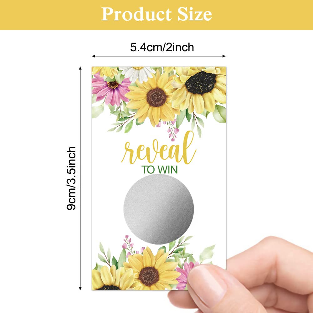 Haizct 50 Pack Sunflower Bridal Shower Scratch Off Game Cards for Country Wedding, Bridal Shower, Bridal Lottery Tickets, Wedding Shower Ideas, Baby Shower