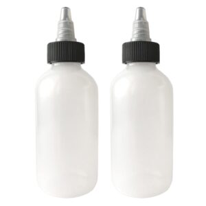 510 central - made in usa - 4oz (120ml) squeeze bottle - twist top cap 2 pack - ldpe plastic - boston round