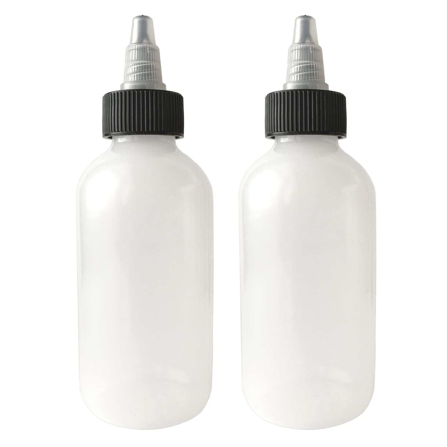 510 Central - Made In USA - 4oz (120mL) Squeeze Bottle - Twist Top Cap 2 Pack - LDPE Plastic - Boston Round