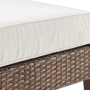 Crosley Furniture Capella 2-Piece Wicker Outdoor Ottoman Foot Rest for Patio, Deck, Porch, Creme