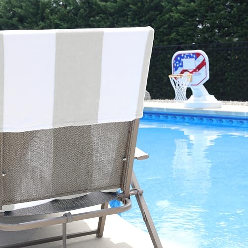 Superior Cabana Cotton Lounge Chair Cover, Outdoor Towel/Chaise Furniture Covers, Terry Cloth, Beach, Spa, Swim Accessories, Pool Chair Cover, Soft, Quick Drying, 32" x 102", Light Grey