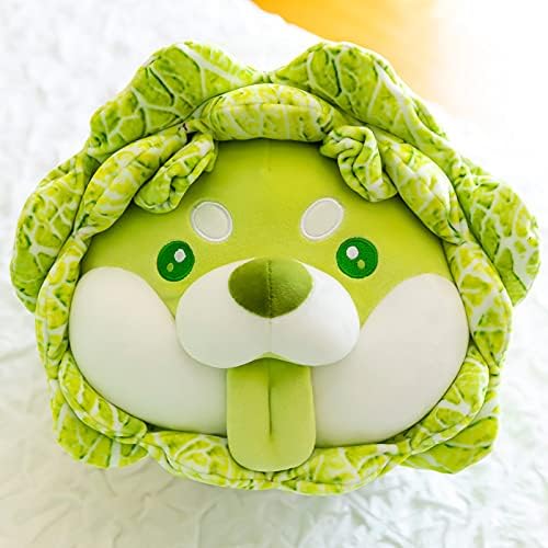 Maomoto Cabbage Dog Plush Toys Vegetable Dog Toy, 15.7" Cabbage Shiba Inu Corgi Akita Dog Stuffed Figure, Cute Vegetables Dog Hugging Pillow, Soft Toy Children's Gift