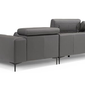 ZURI Rousso Leather Sofa with Ratcheting Headrests - Right Chaise - Slate