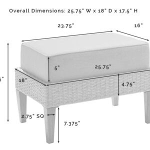Crosley Furniture Capella 2-Piece Wicker Outdoor Ottoman Foot Rest for Patio, Deck, Porch, Creme