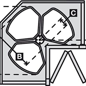 Kitchen Inventions Rotating Corner Base Cabinet Recycling Trash Center with Three Bins 3 x 32 qts Capacity Chrome/White