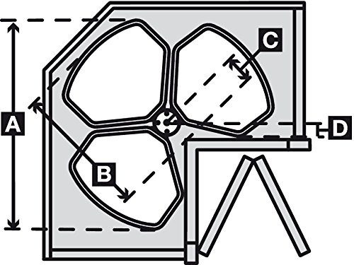 Kitchen Inventions Rotating Corner Base Cabinet Recycling Trash Center with Three Bins 3 x 32 qts Capacity Chrome/White