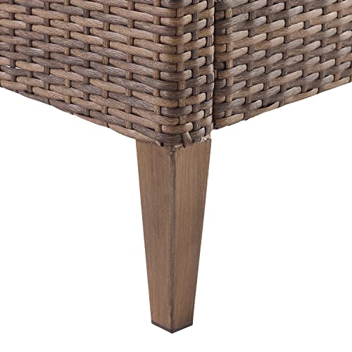 Crosley Furniture Capella 2-Piece Wicker Outdoor Ottoman Foot Rest for Patio, Deck, Porch, Creme