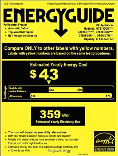 GE GTE18GSNRSS 28 Energy Star Qualified Top Freezer Refrigerator with 17.52 cu. ft. Capacity LED Lighting Adjustable Glass Shelves and Upfront Temperature Controls in Stainless Steel