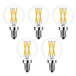 Dimmable E12 Candelabra LED Edison Bulbs, 4W Equal to 40 Watt G16.5 Mini Globe Light Bulbs, 2700K Warm White, E12 Mini Globe Bulb for Chandeliers, Ceiling Fan, Pendant 5-Pack