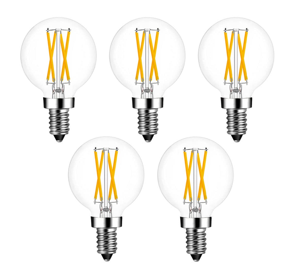 Dimmable E12 Candelabra LED Edison Bulbs, 4W Equal to 40 Watt G16.5 Mini Globe Light Bulbs, 2700K Warm White, E12 Mini Globe Bulb for Chandeliers, Ceiling Fan, Pendant 5-Pack