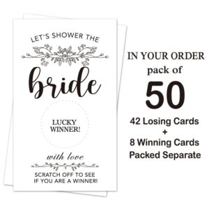 Haizct 50 Pack Flower Plants Bridal Shower Scratch Off Game Cards for Country Wedding, Bridal Shower, Bridal Lottery Tickets, Wedding Shower Ideas (Let's shower the)