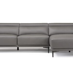 ZURI Rousso Leather Sofa with Ratcheting Headrests - Right Chaise - Slate