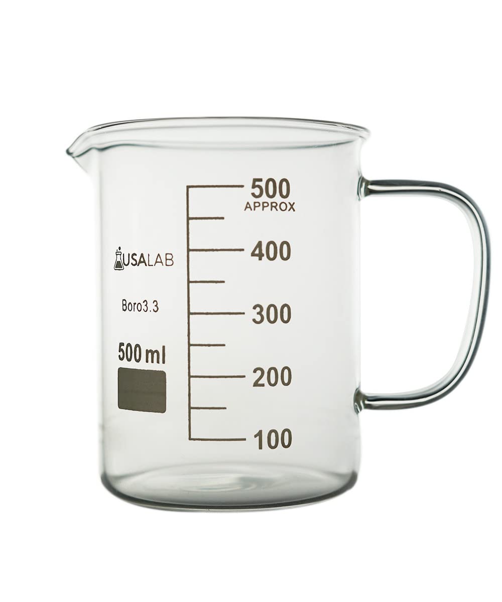 USA Lab 500ML Beaker Mug with Handle Borosilicate 3.3 - USAlab