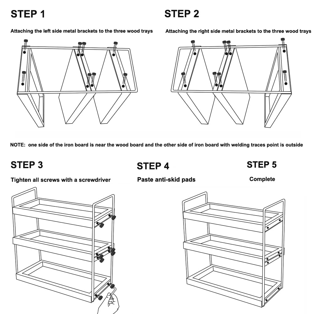 AfooBezos 3-Tier Countertop Organizer for Counter Stylish Wood Vanity Shelf Storage Skincare Tray Organizers Shelf for Bathroom Storage Organization