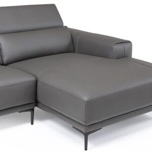 ZURI Rousso Leather Sofa with Ratcheting Headrests - Right Chaise - Slate