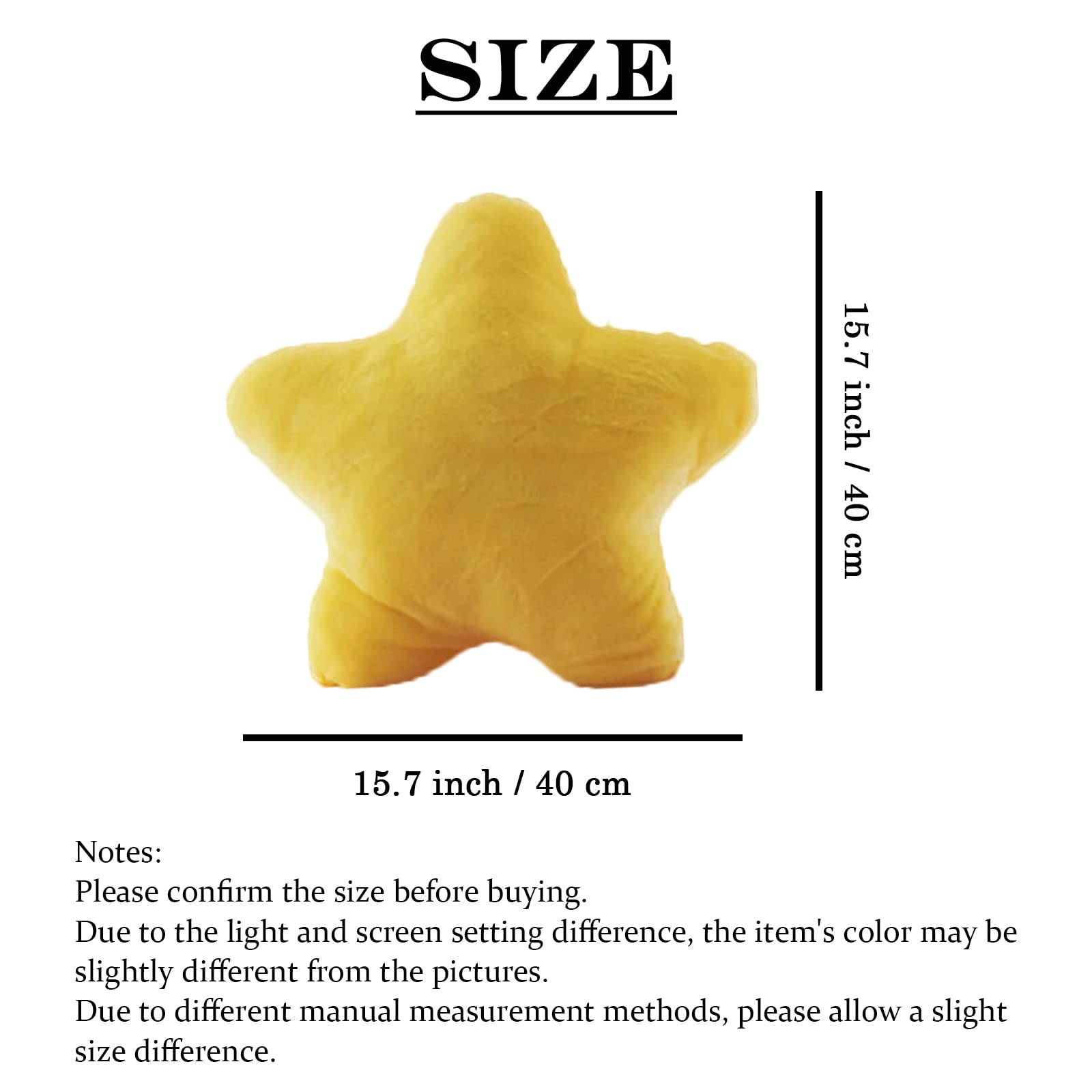 zhidiloveyou Star Pillow Plush Yellow, Stuffed Star Shaped Pillow Cute Toy for Kids 15.7 inch