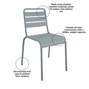 Novogratz Poolside Gossip, June Outdoor/Indoor Stacking Dining Chairs, 2-Pack, Light Gray