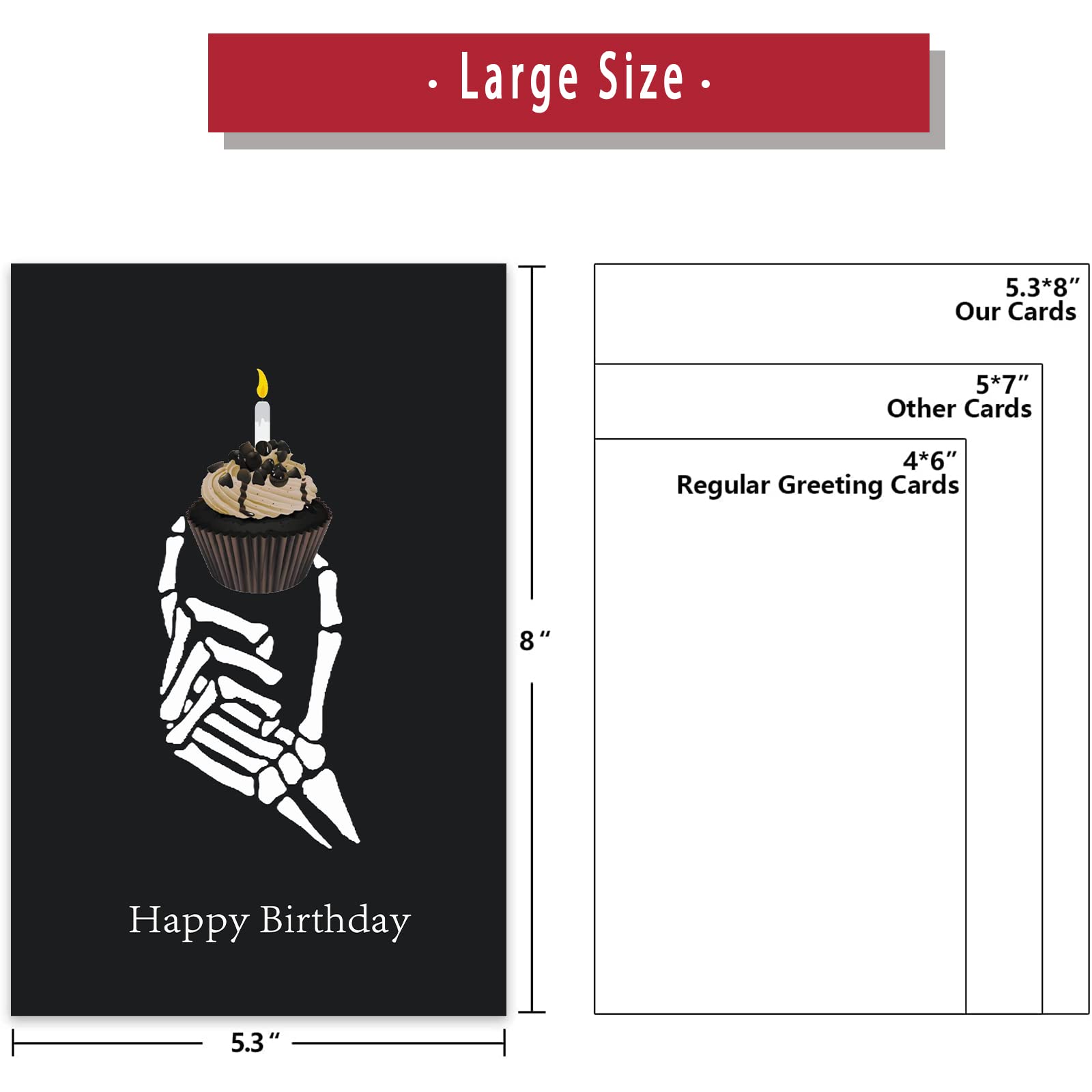 Ziwen Rude Birthday Cupcake Card, Funny Gothic Day Gifts for Her Him, Happy Birthday Card for Men Women, Bday Cupcake Skeleton Gothic Card, Dirty Black Skeleton Birthday Day Gifts for Husband Wife……