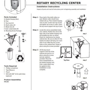 Kitchen Inventions Rotating Corner Base Cabinet Recycling Trash Center with Three Bins 3 x 32 qts Capacity Chrome/White