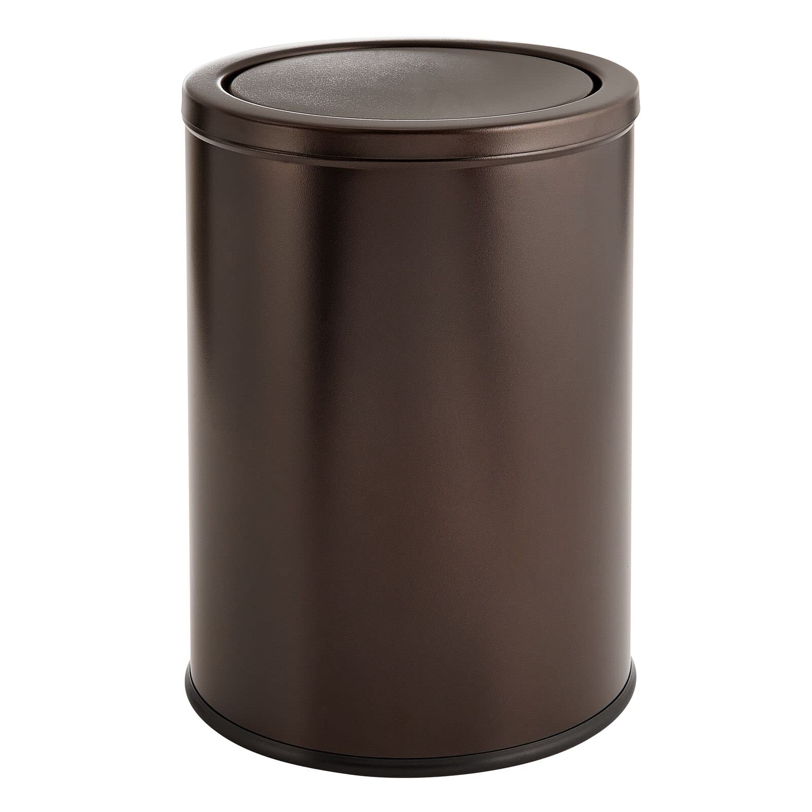 mDesign Small Round Metal 4.8 Gallon/18 Liter Covered Bathroom Garbage Swing Lid Trash Can Waste Basket Bin for Bathroom, Bedroom, Kitchen, Craft Room, Office, Laundry Room, Garage - Bronze