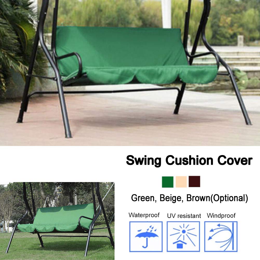 Outdoor Swing Cushion Cover, 3 Seater Replacement Swing Seat Pads Cushion for Patio Garden Yard Swing Chair(Green)