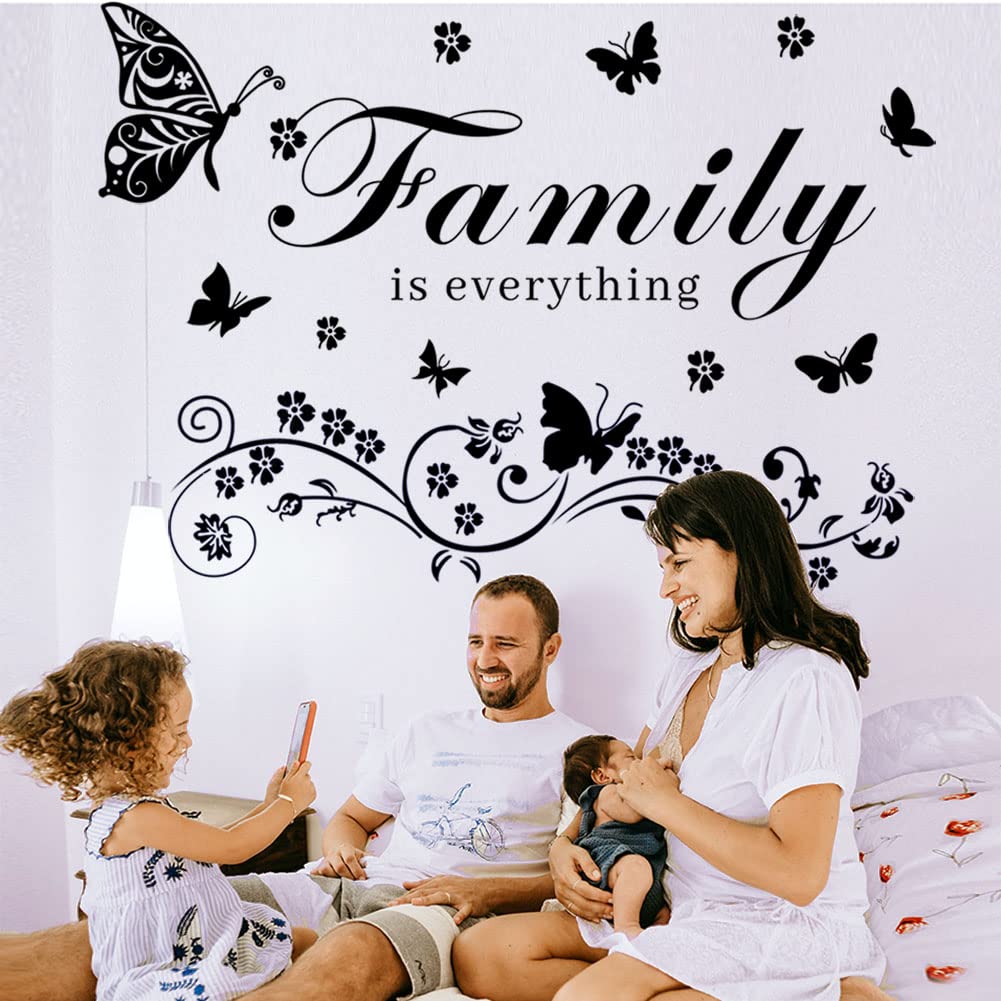 Wall Decor Sticker Vinyl Wall Art Decal Removable Wall Stickers Quotes Family is Everything Wall Decals Family Wall Art Letters Wall Decal Word Lettering Wall Sticker for Living Room Bedroom Dining Room Kitchen.