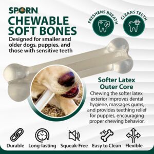 Sporn Marrow Milkies Chew Bones for Light Chewers, Milk Flavor Dog Chew Toys for Small Dogs, Made with Soft Thermoplastic Rubber Dog Dental Chew Toy, Gluten-Free & Non-Toxic, Small