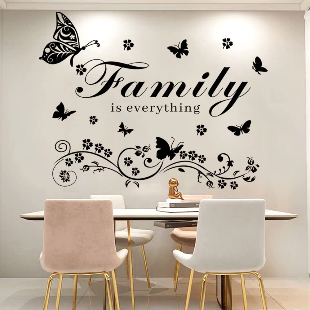 Wall Decor Sticker Vinyl Wall Art Decal Removable Wall Stickers Quotes Family is Everything Wall Decals Family Wall Art Letters Wall Decal Word Lettering Wall Sticker for Living Room Bedroom Dining Room Kitchen.