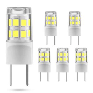 sriomny 6 pack g8 led bulb 2w equivalent to 20w halogen bulb ac 120v, g8 warm white 2700k, transparent shell, bi-pin base, not dimmable, light bulbs