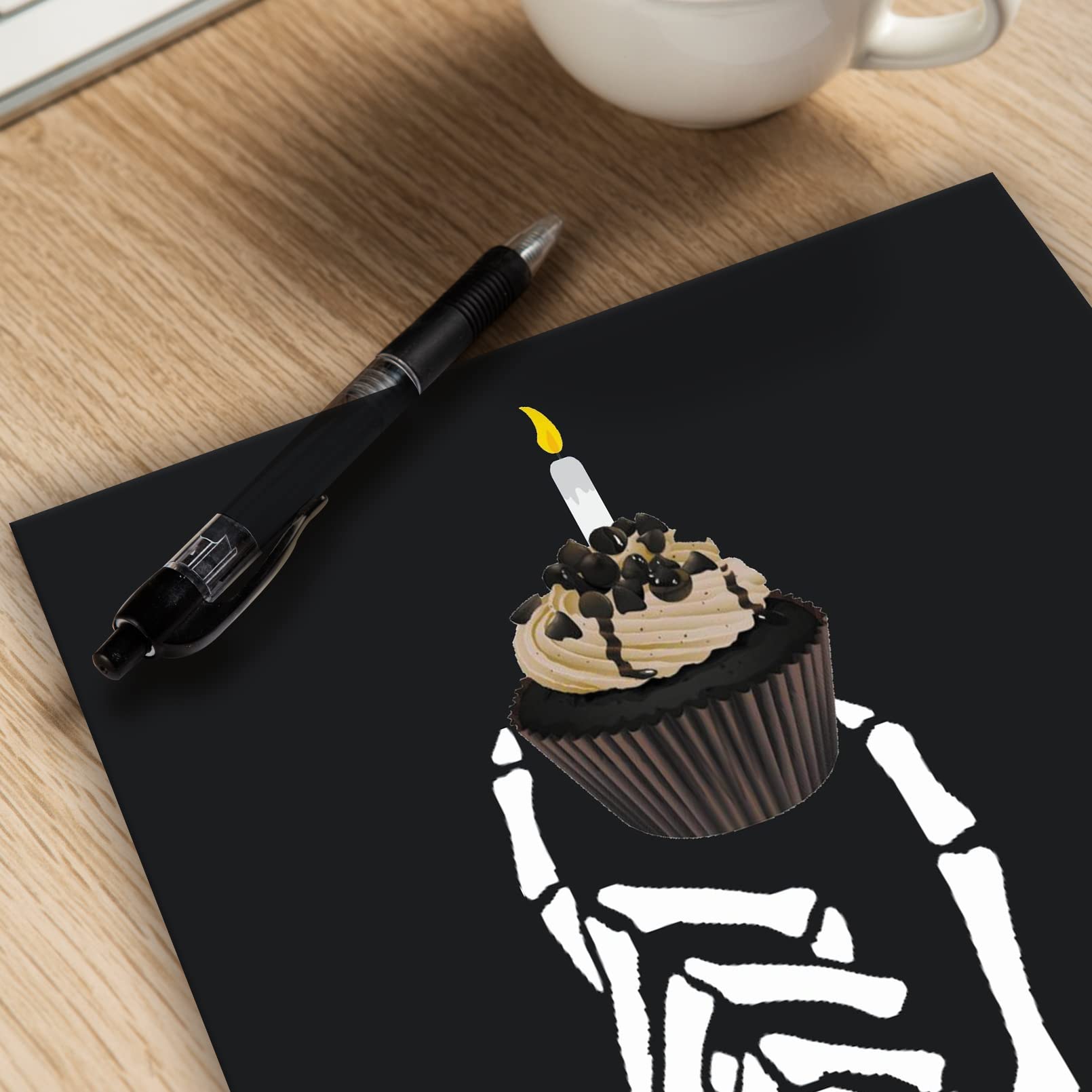 Ziwen Rude Birthday Cupcake Card, Funny Gothic Day Gifts for Her Him, Happy Birthday Card for Men Women, Bday Cupcake Skeleton Gothic Card, Dirty Black Skeleton Birthday Day Gifts for Husband Wife……