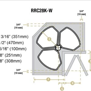 Kitchen Inventions Rotating Corner Base Cabinet Recycling Trash Center with Three Bins 3 x 32 qts Capacity Chrome/White