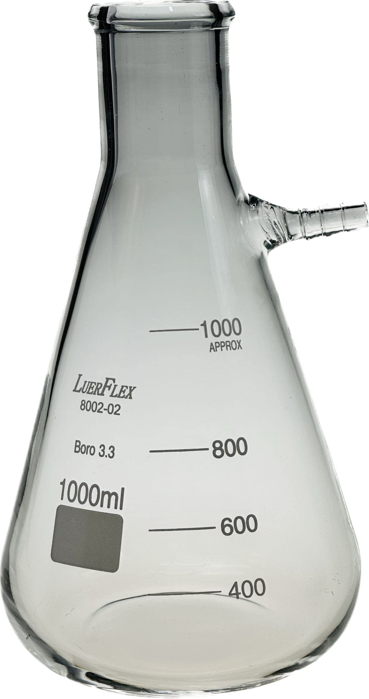 LUERFLEX 1000ML 32OZ Filtering Flasks Borosilicate Glass Conical Erlenmeyer Flask Pack of 1