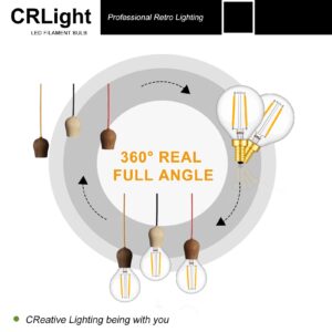 CRLight 2W LED Candelabra Bulb 25W Equivalent Warm White 2700K 250LM, E12 Vintage Edison G16(G50) LED Globe Bulb, Chandelier Bathroom Vanity Mirror Light Bulbs, Non-dimmable, 12 Pack