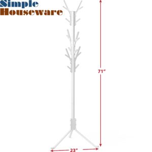 Simple Houseware Standing Coat and Hat Hanger Organizer Tree Shaped Rack, 18 Hooks, White