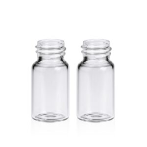 ALWSCI 3 ml Sample Vial, Clear Glass 13-425 Thread Storage Vial, Liquid Sampling Sample Glass Thread Bottles, Capacity 3 ml with 13-425 Black Screw Cap, PE Liner, Pack of 100