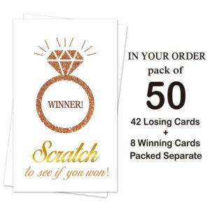 Haizct 50 Pack Diamond Bridal Shower Scratch Off Game Cards for Country Wedding, Bridal Shower, Bridal Lottery Tickets, Wedding Shower Ideas (Scratch to see if you won)