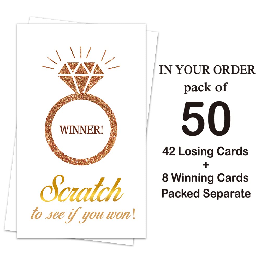 Haizct 50 Pack Diamond Bridal Shower Scratch Off Game Cards for Country Wedding, Bridal Shower, Bridal Lottery Tickets, Wedding Shower Ideas (Scratch to see if you won)