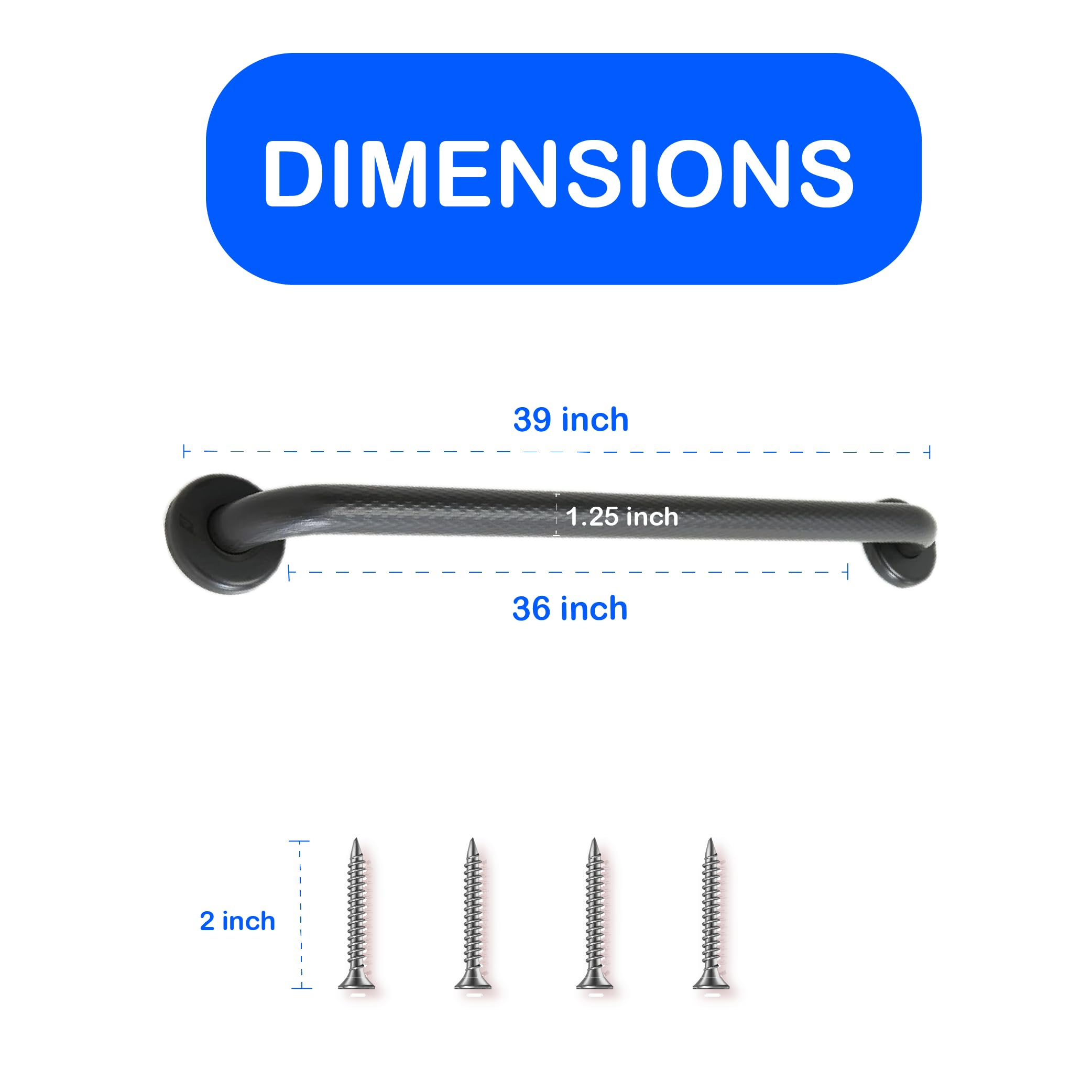 Grab Bar for Bathtub Shower - Stairs Bed Toilet Bathroom / Stand Assist & Safety Handrail / 304 Stainless Steel / Shur Grip / Oil Rubbed Bronze / 36"