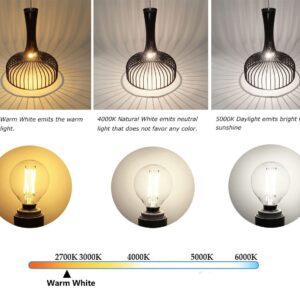 Dimmable E12 Candelabra LED Edison Bulbs, 4W Equal to 40 Watt G16.5 Mini Globe Light Bulbs, 2700K Warm White, E12 Mini Globe Bulb for Chandeliers, Ceiling Fan, Pendant 5-Pack