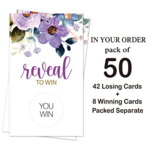 Haizct 50 Pack Purple Flowers Bridal Shower Scratch Off Game Cards for Country Wedding, Bridal Shower, Bridal Lottery Tickets, Wedding Shower Ideas, Baby Shower