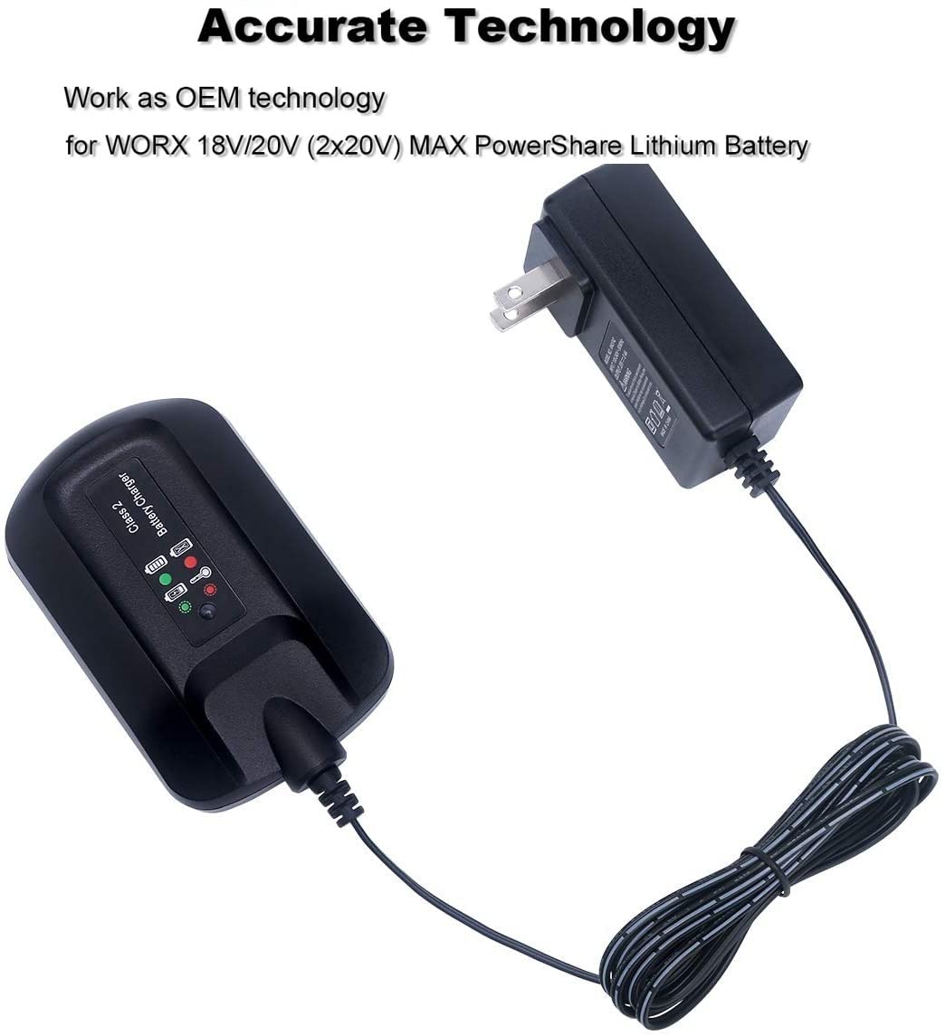 WA3742 Battery Charger for Worx 20V MAX Lithium PowerShare Battery WA3520 WA3525 WA3578 WA3732 WA3875 WA3881 WA3512.1